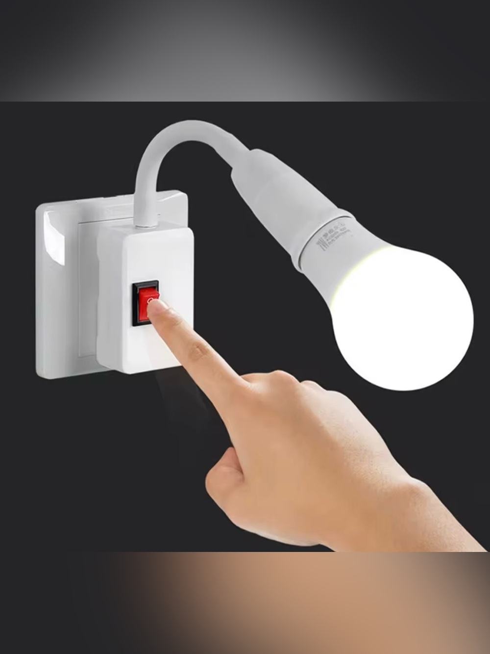 White Plug-in Lamp Socket with On/Off Switch EU E27